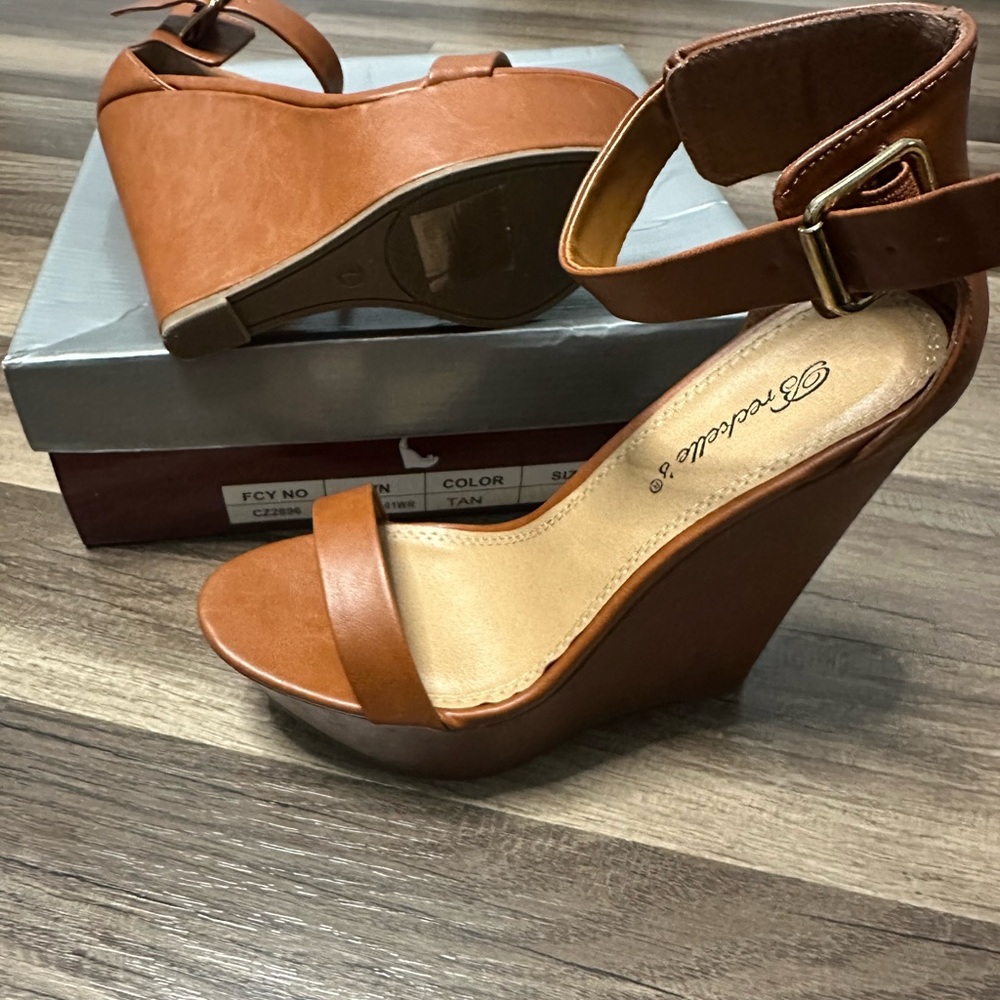 Tan Wedge Sandals